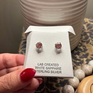 Sterling Silver White Sapphire Round Stud Earrings 2.5 carat